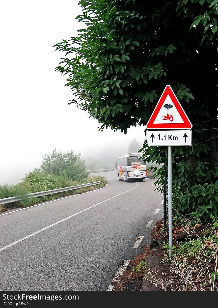 Road with the bus,Italy