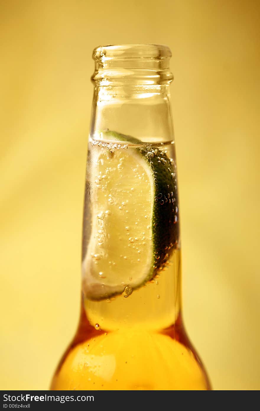 Beer Bottle With Lime