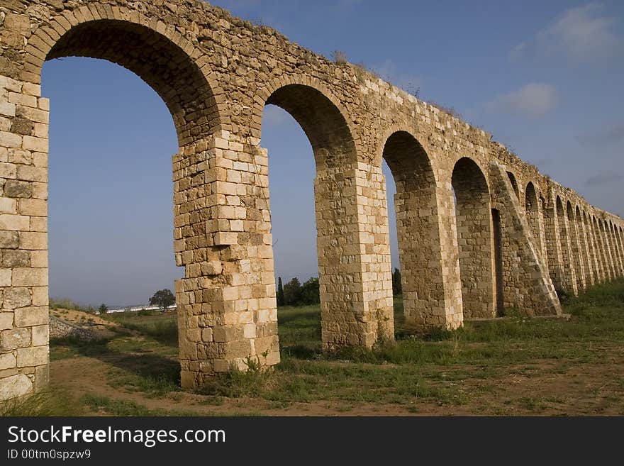 Ancient aqueduct in Acre - Israel.