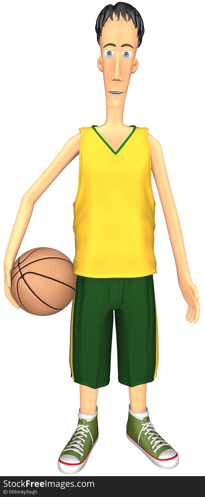 Man in sports wear. You can simply add your favorite team logo or the number of the player to the yellow T-shirt. Image with isolation on a white background. Man in sports wear. You can simply add your favorite team logo or the number of the player to the yellow T-shirt. Image with isolation on a white background