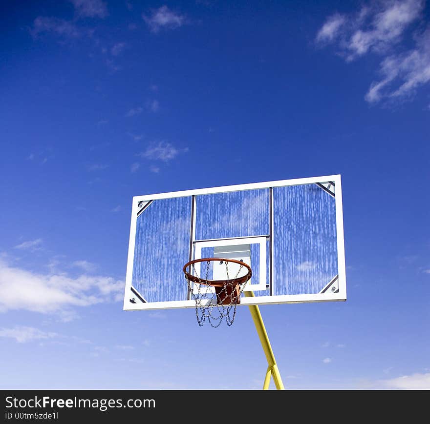 Basketball net on blue sky. Basketball net on blue sky