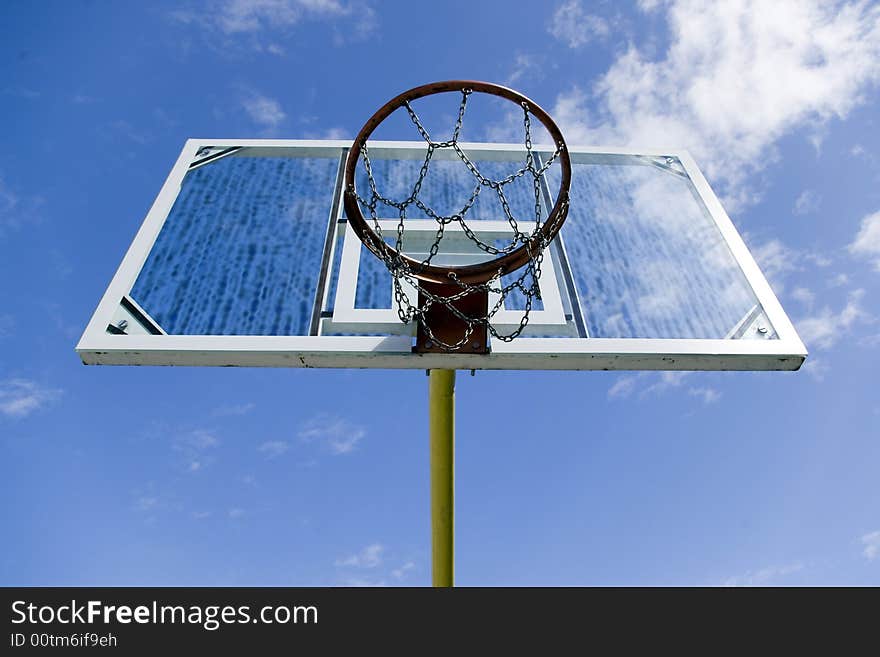 Basketball net on blue sky. Basketball net on blue sky