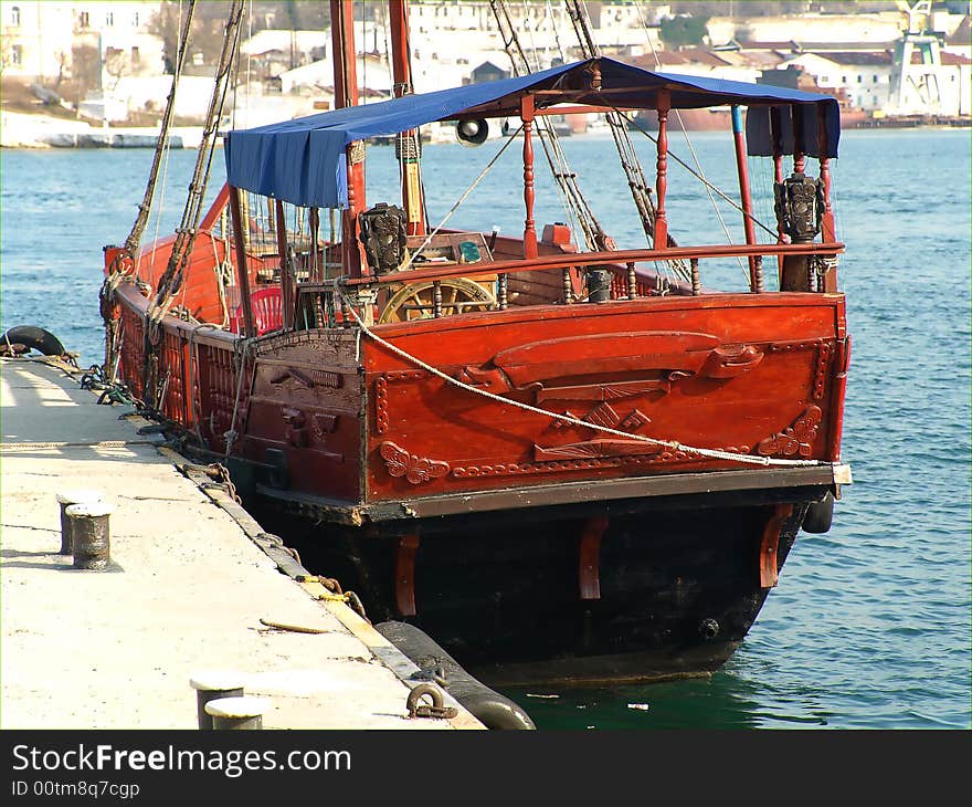 Little Red Pleasure-Boat by the Mooring