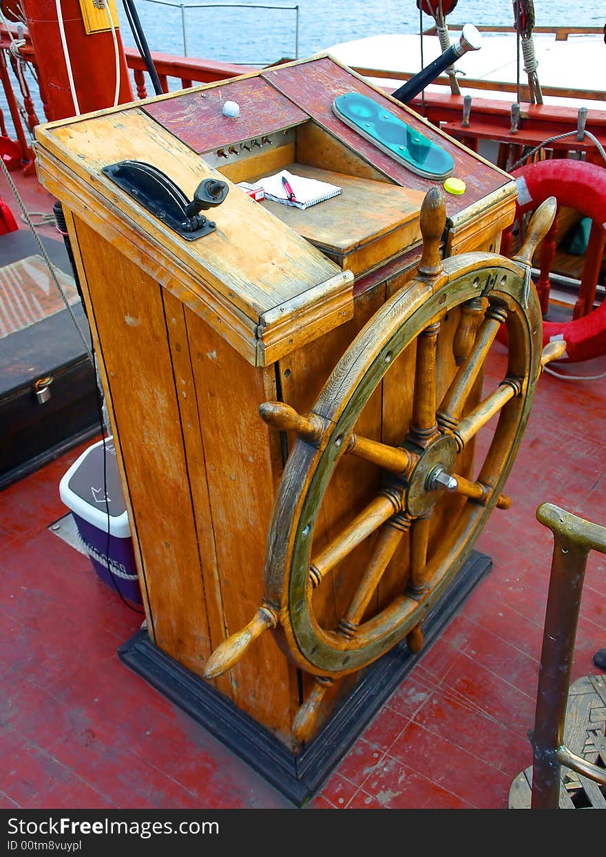 Steering Wheel of the Old Little Pleasure-boat