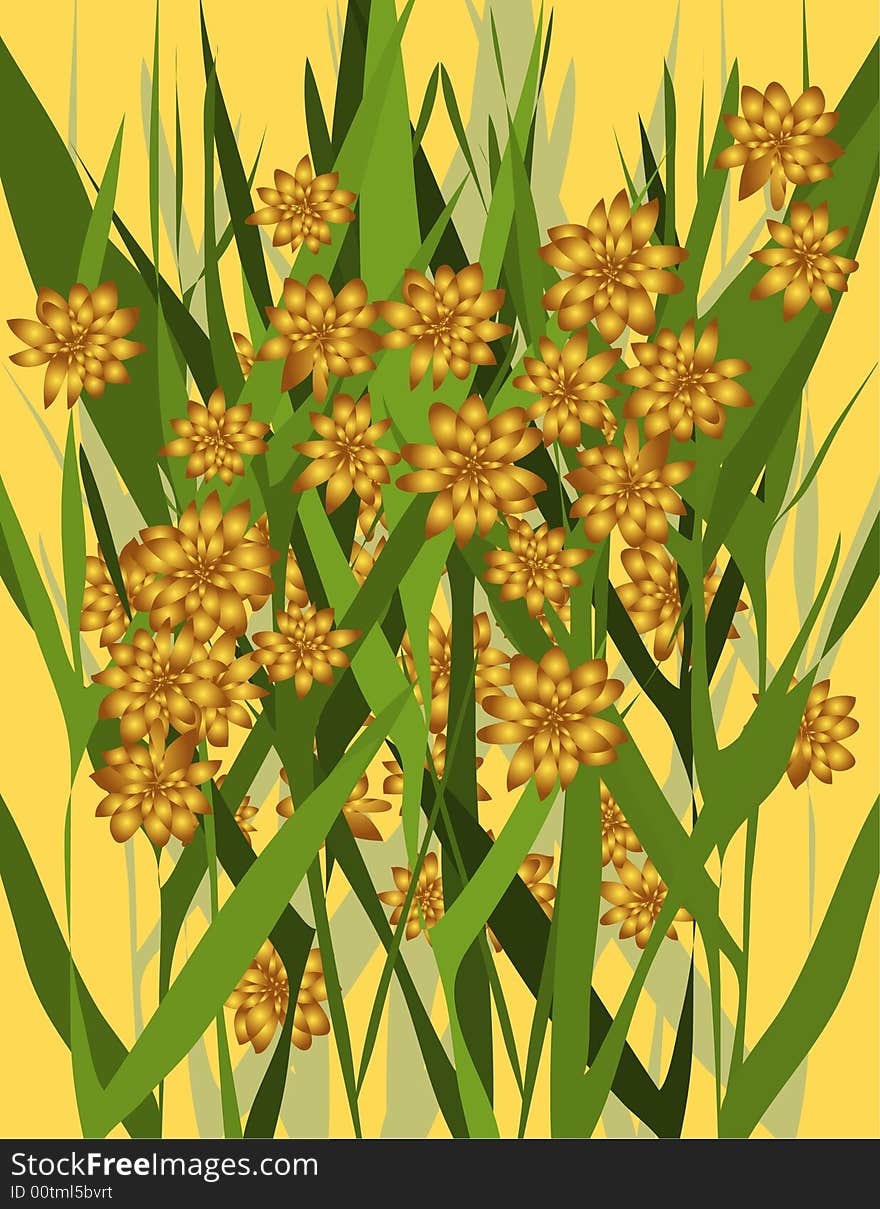 Flowers and plants on a beige background (vector image, EPS file). Flowers and plants on a beige background (vector image, EPS file)