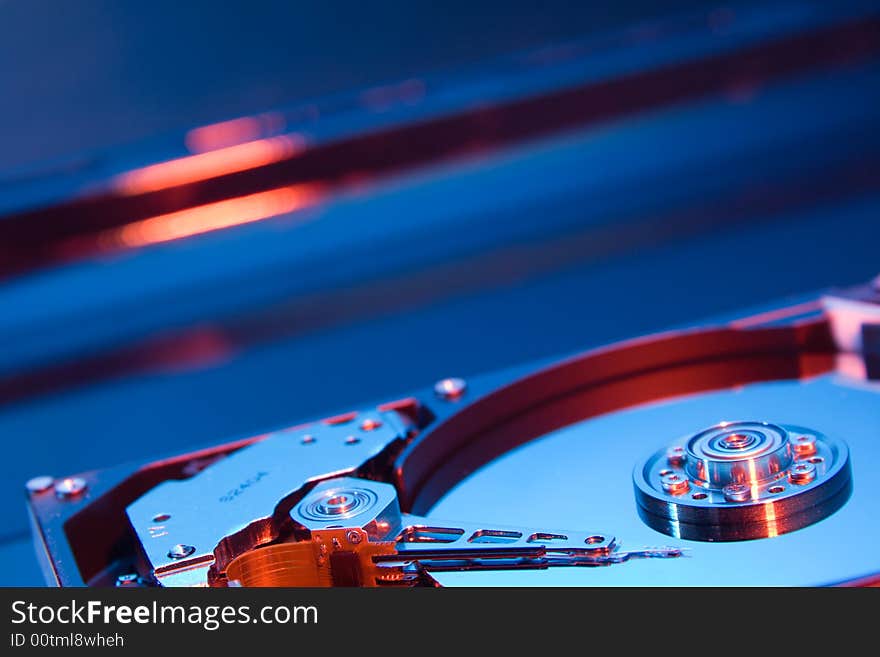 Close-up of hard disk drive.