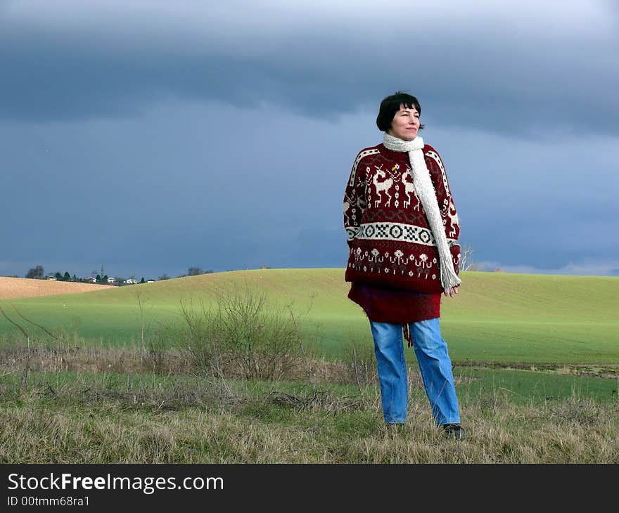 Portrait of happy woman enjoy nature in spring. Portrait of happy woman enjoy nature in spring