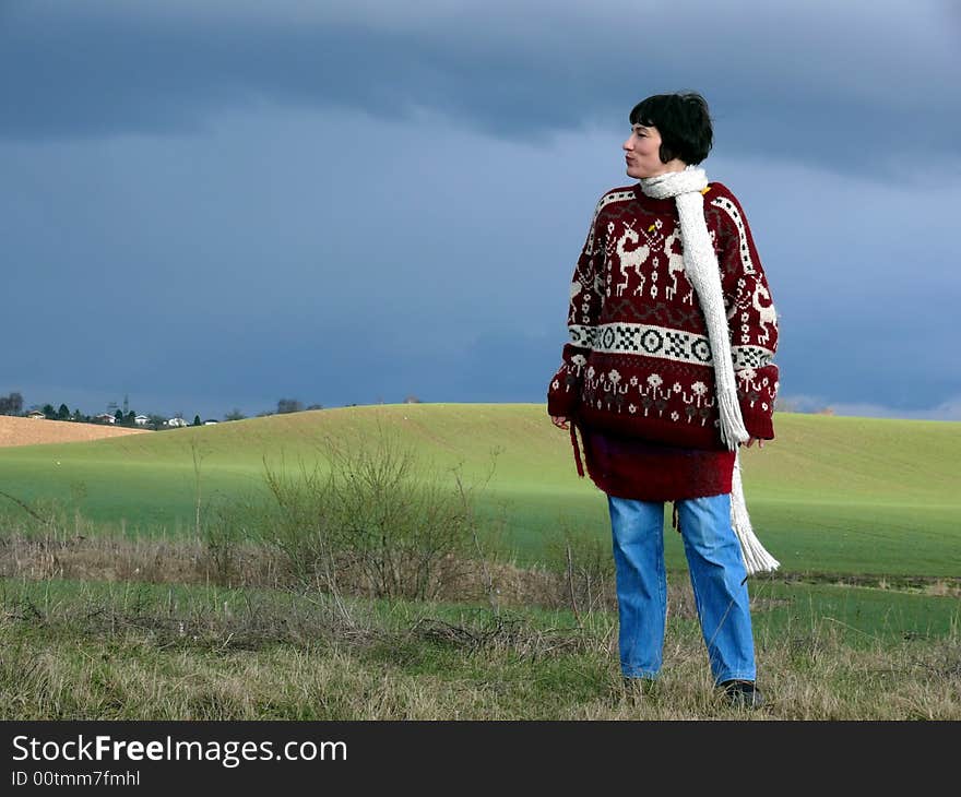 Portrait of happy woman enjoy nature in spring. Portrait of happy woman enjoy nature in spring