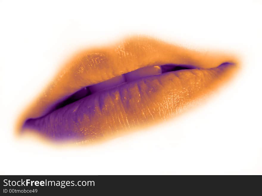 Female sensual lips, close up, on white background