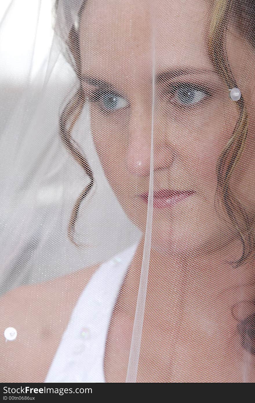 A bride with a veil on her head before wedding ceremony. A bride with a veil on her head before wedding ceremony