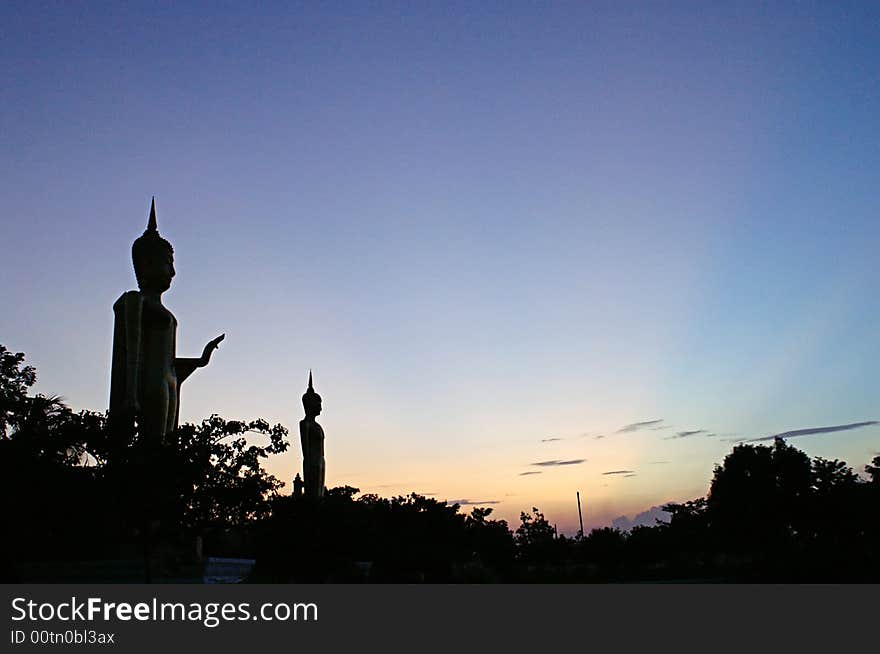 Silhouette of Buddha images in Thailand