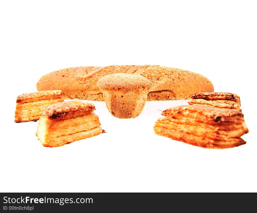 Bread on white background. See my other images of bread and food