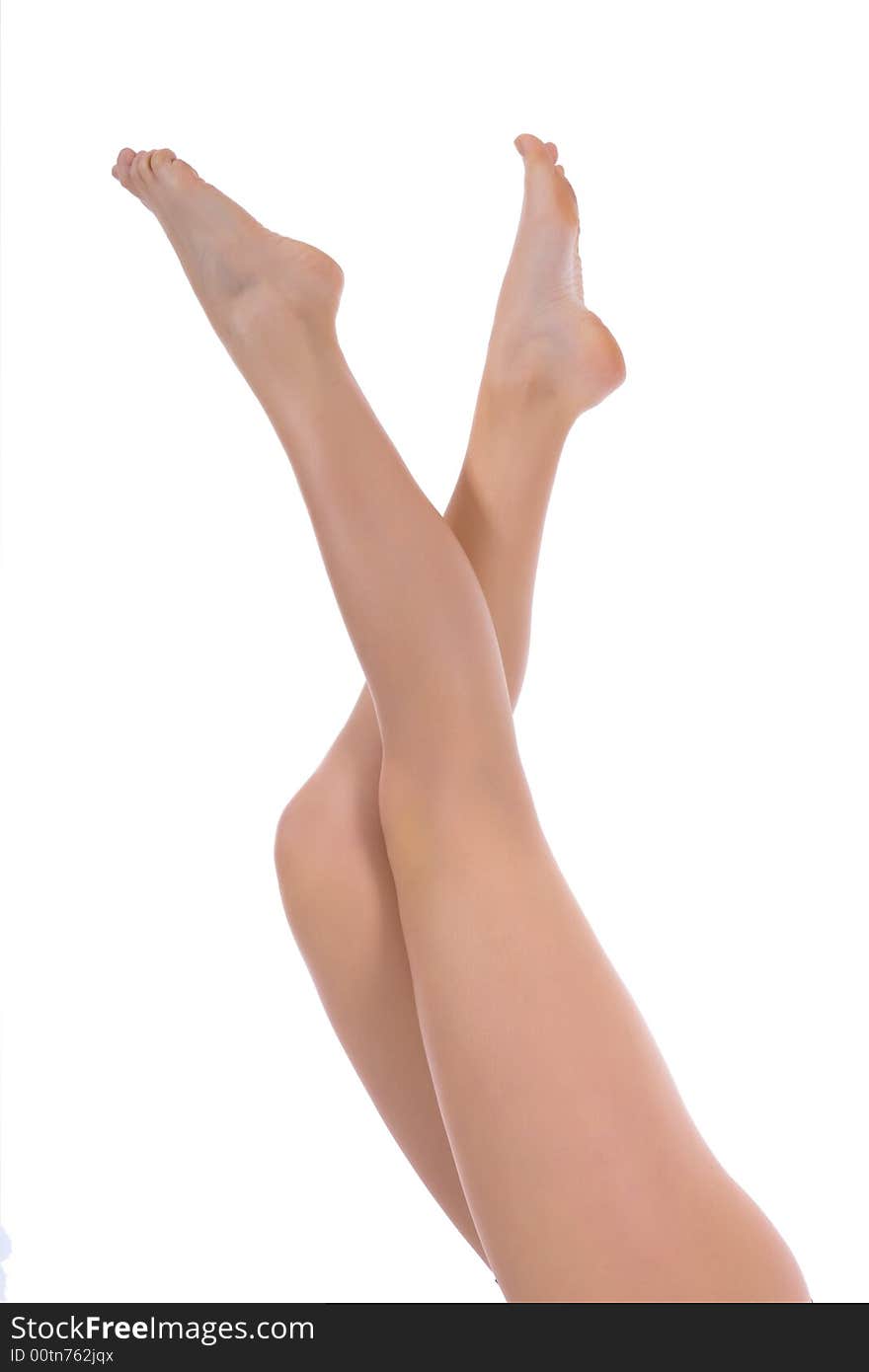 Woman legs on isolated background