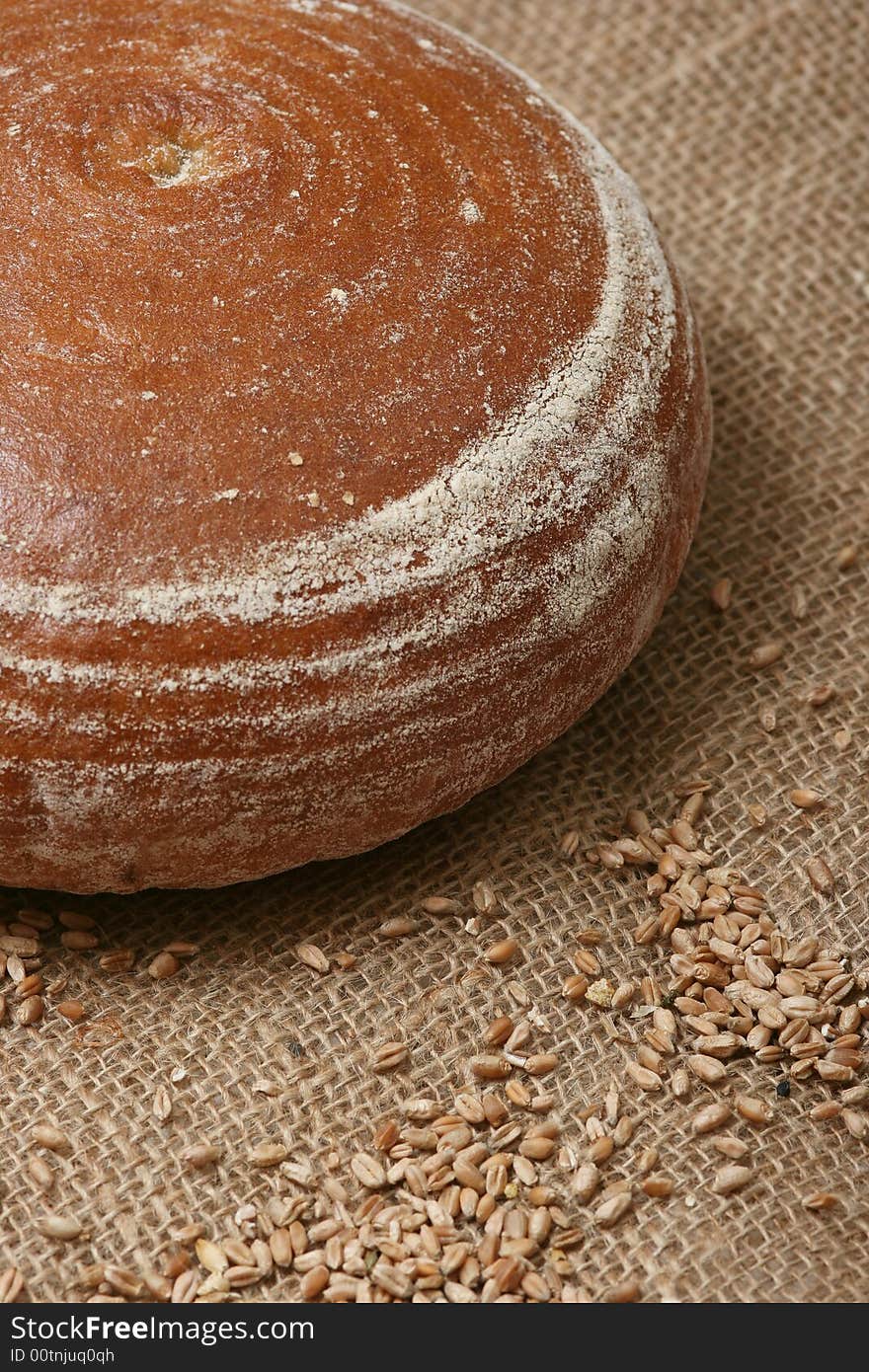 Wheat grains and bread