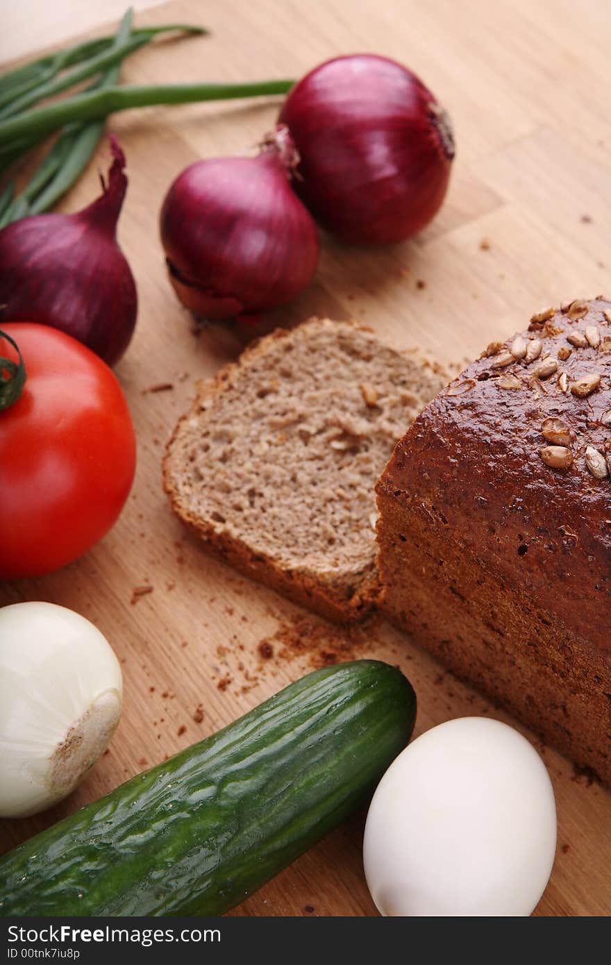 Bread Slice And Vegetables