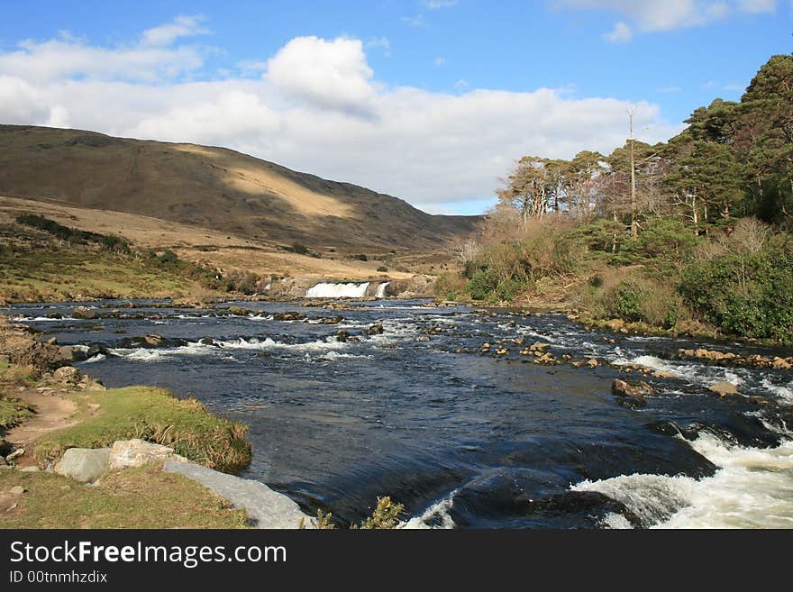 Scenic Irish river in the west of Ireland