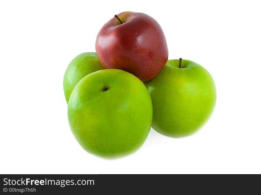 Green and red isolated stack apple. Green and red isolated stack apple