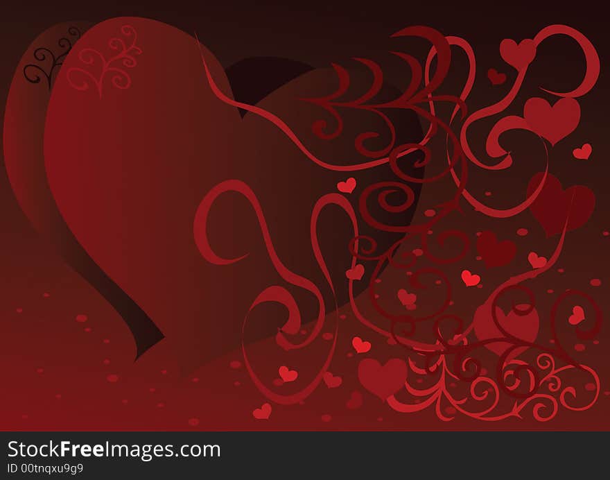 Red heart on abstract background