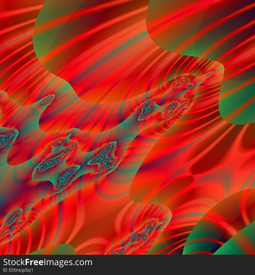 Abstract drawing in red and green colors. Abstract drawing in red and green colors