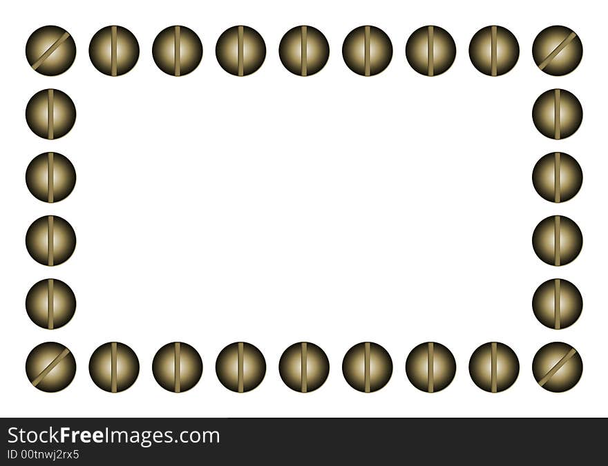 Illustration of a frame made with screws. Illustration of a frame made with screws