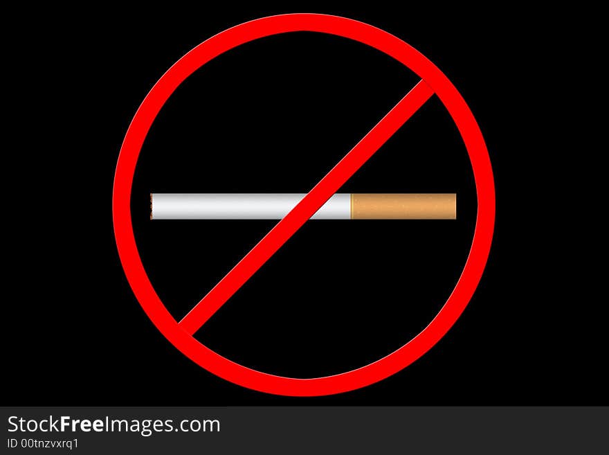 Illustration of a no smoking sign on a black background