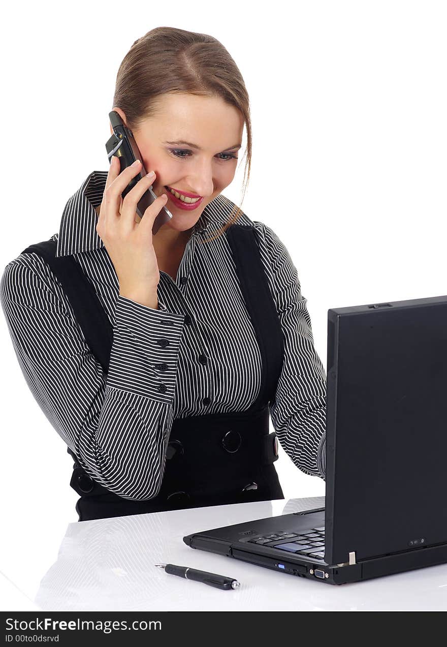 Portrait of a beautiful business woman working on