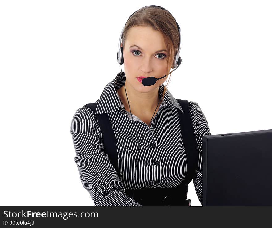 Portrait of a beautiful business woman working on her computer at the office.