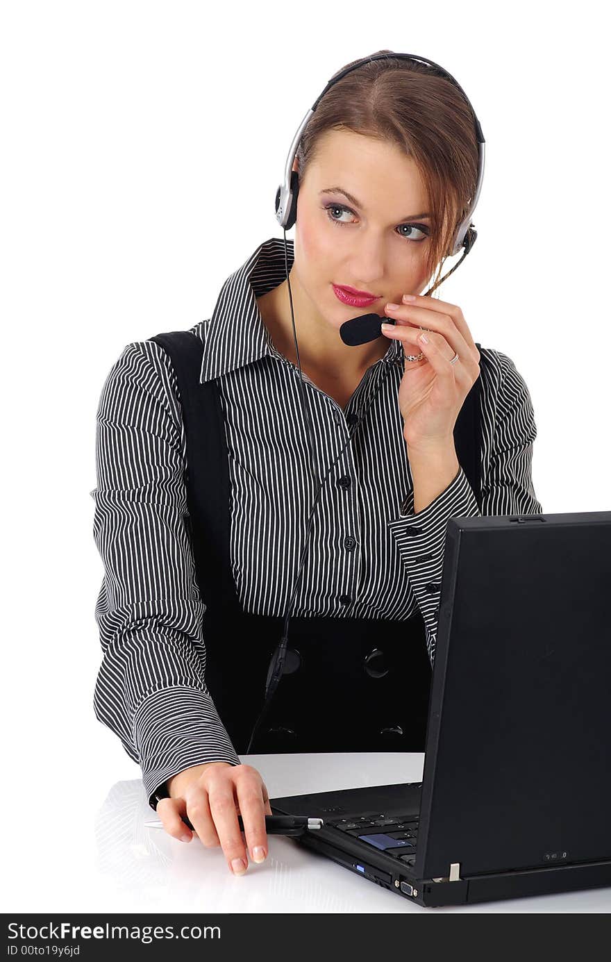 Portrait of a beautiful business woman working on her computer at the office.