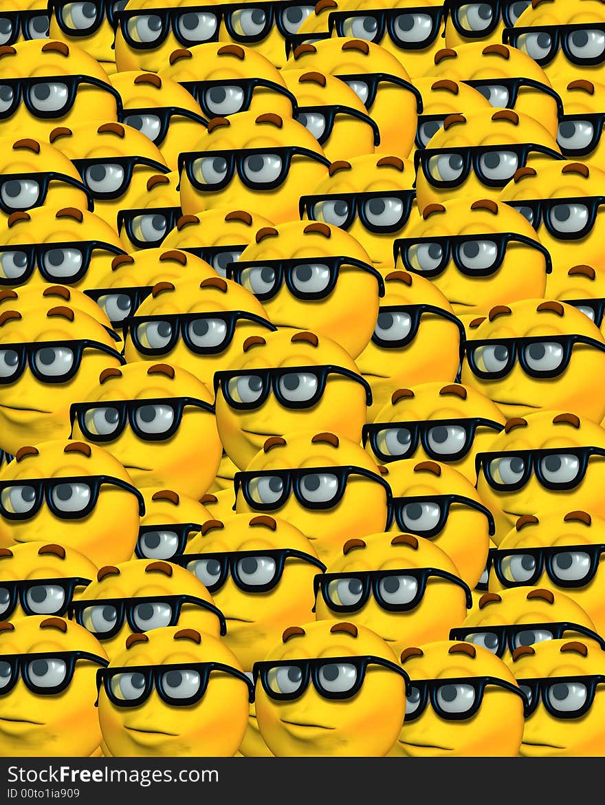 A conceptual image of a lot cartoon faces, which represents being a smart or clever geek. A conceptual image of a lot cartoon faces, which represents being a smart or clever geek.