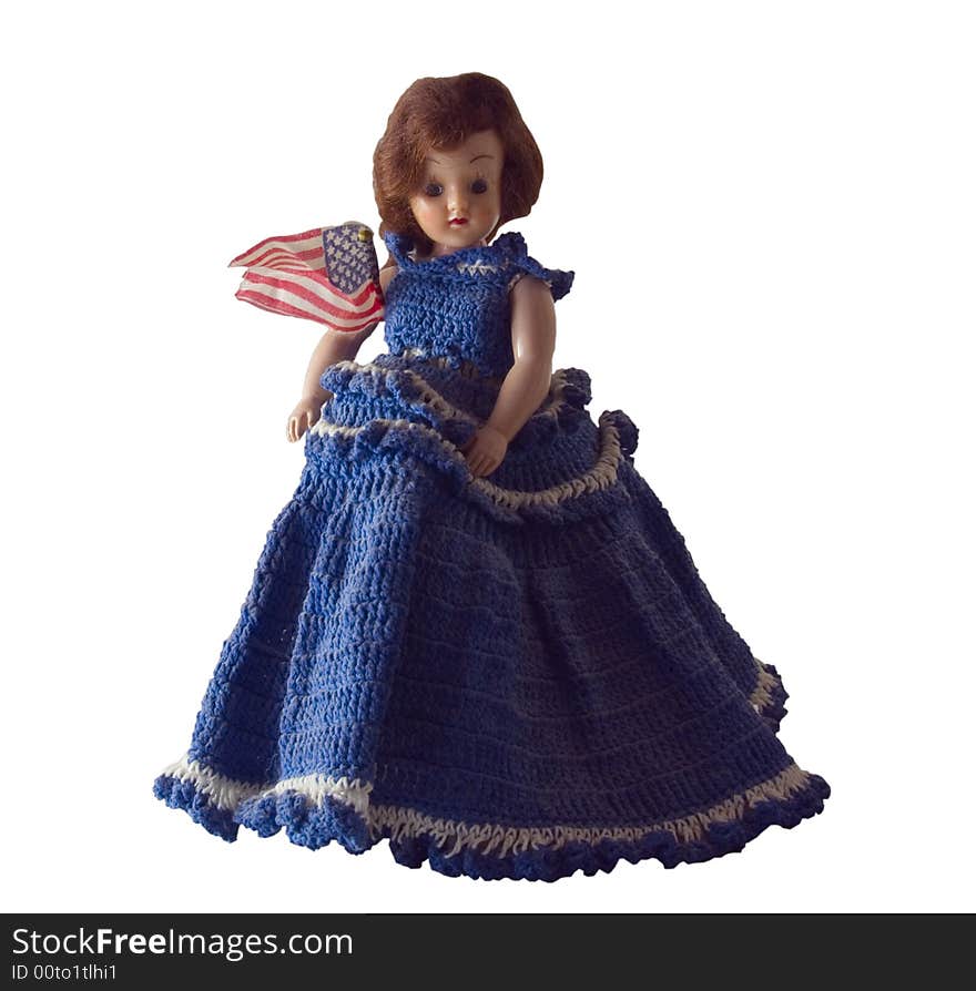 Doll in Blue with American Flag