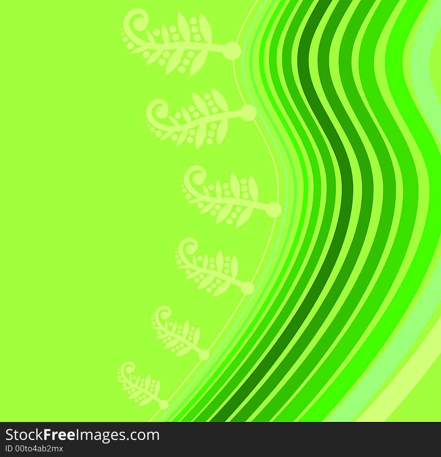 Floral card with wavy lines