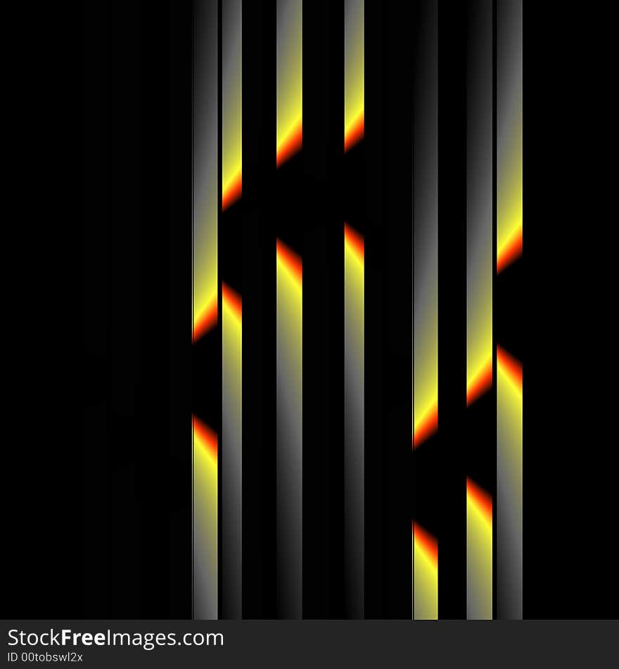 An abstract fractal done is shades of black, gray, orange, and yellow. The color breaks resemble the tip of a match. An abstract fractal done is shades of black, gray, orange, and yellow. The color breaks resemble the tip of a match.