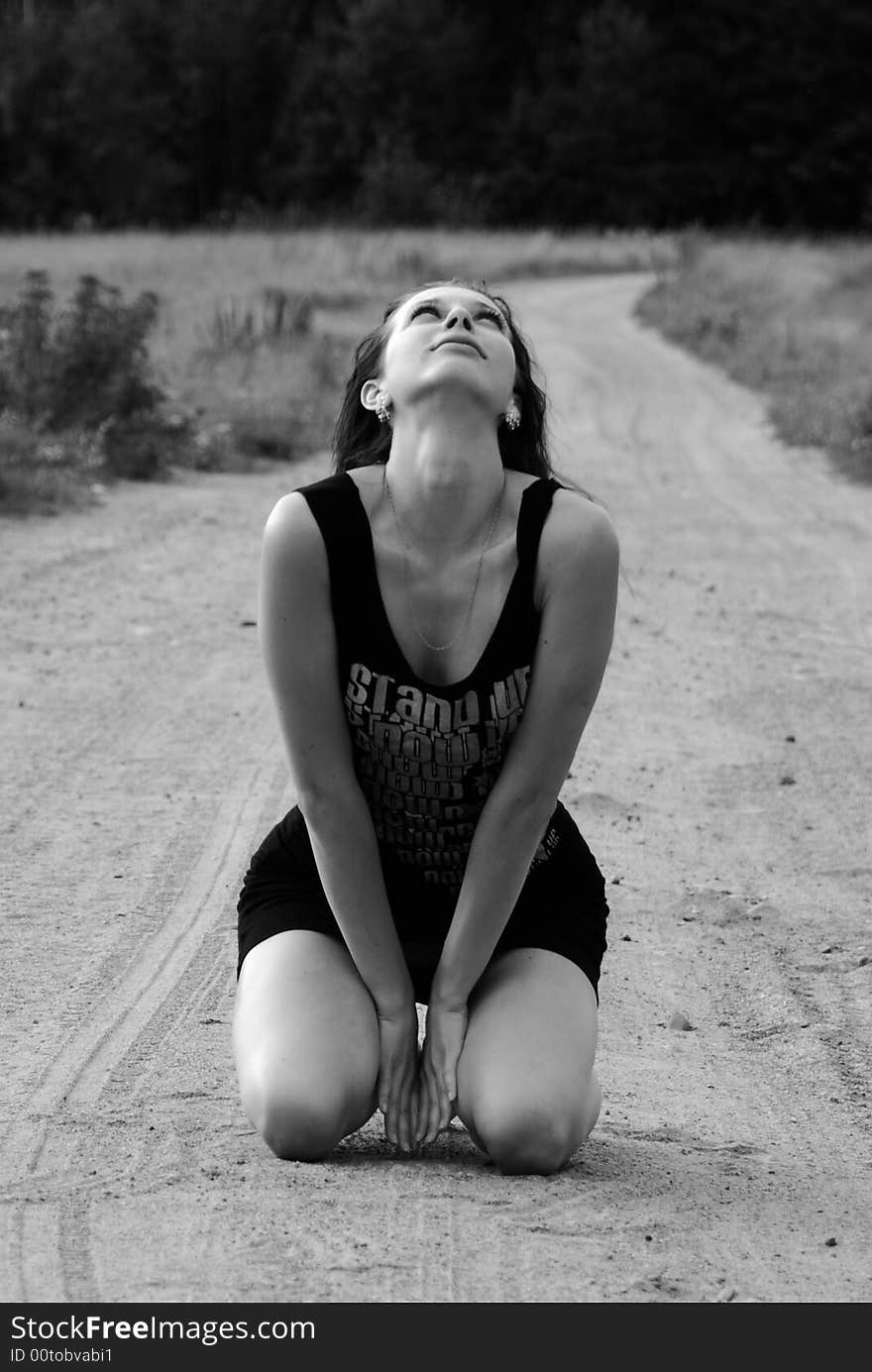 Renata, road to anywhere, praying girl, Leningradskay obl. Russia. Renata, road to anywhere, praying girl, Leningradskay obl. Russia