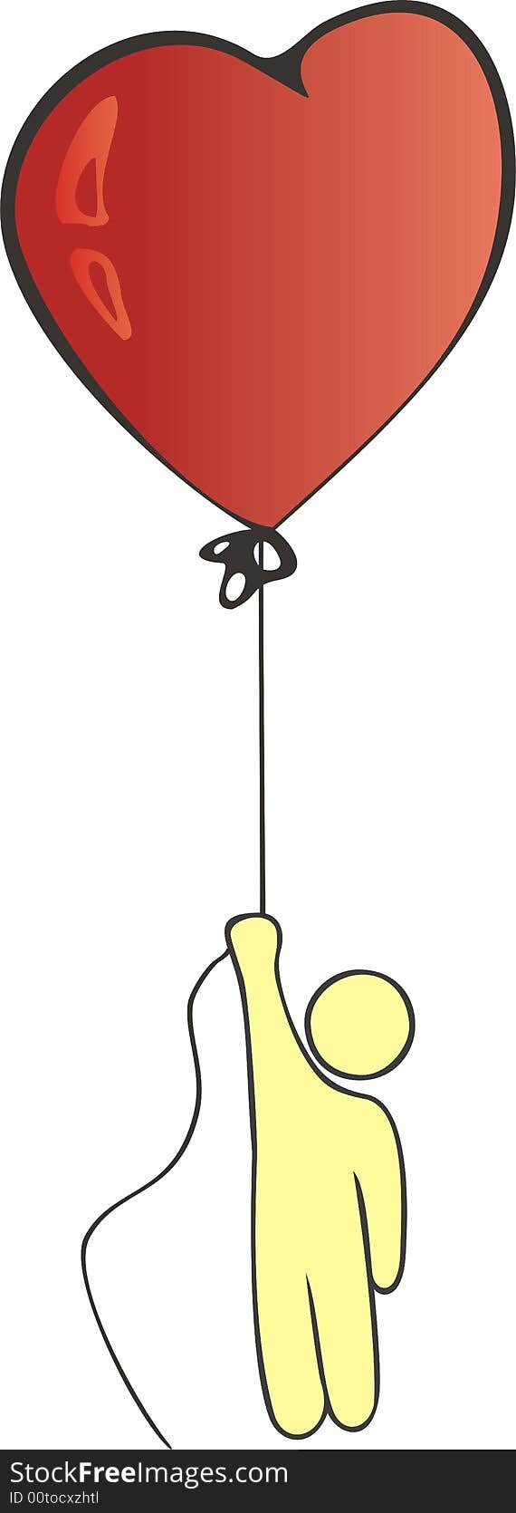 Illustration: loving man on balloon. Illustration: loving man on balloon