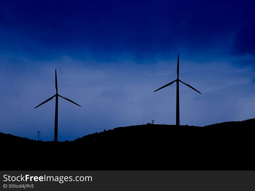 Wind turbine silhouette