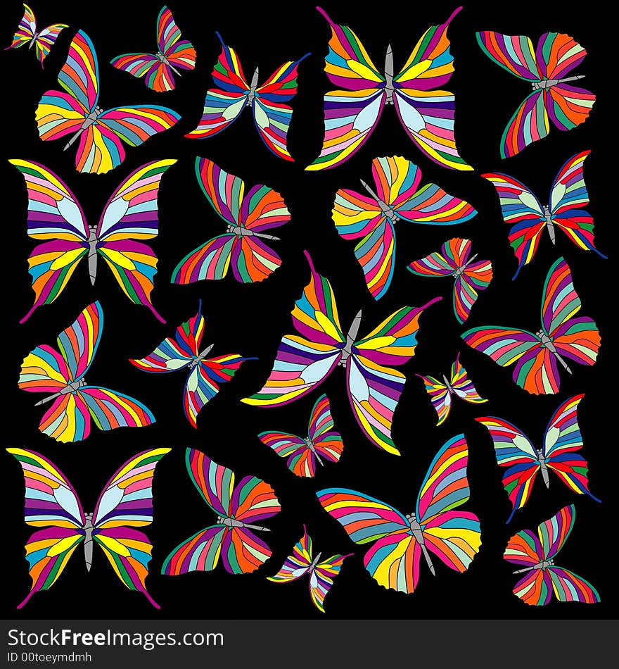 Set of butterflies in rainbow colors. Set of butterflies in rainbow colors