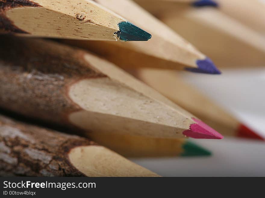 Vintage Pencils on studio white background