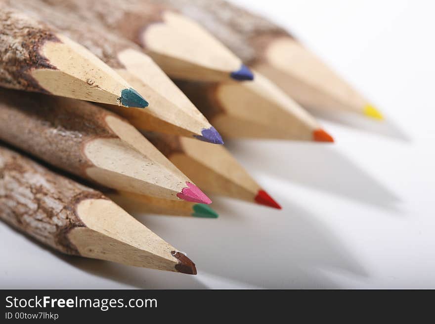 Vintage Pencils on studio white background