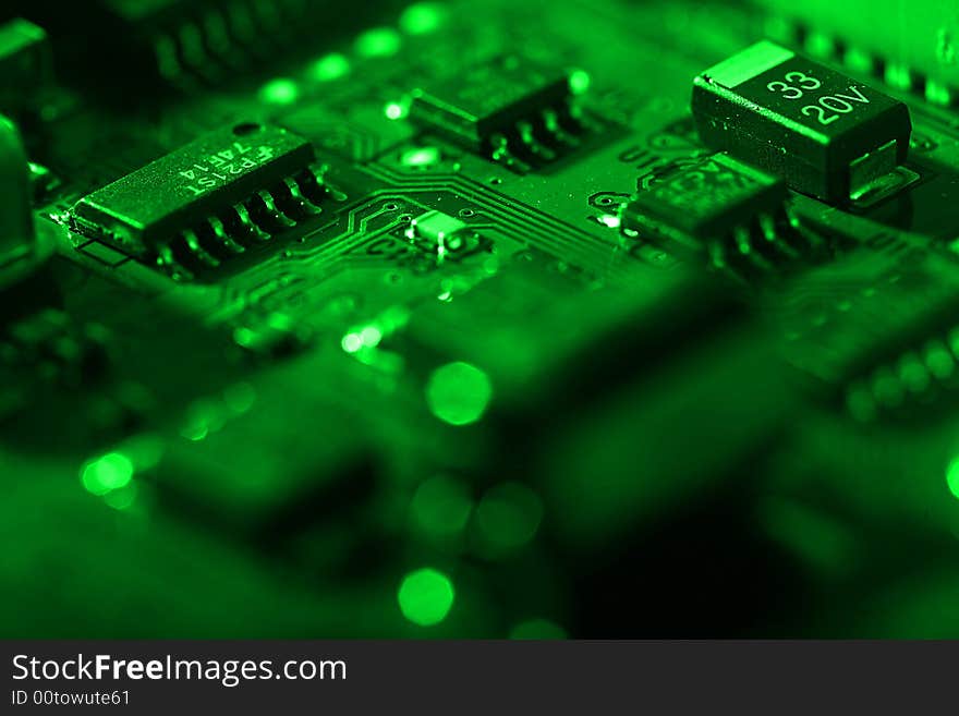 Close up view of the abstract microcircuit.