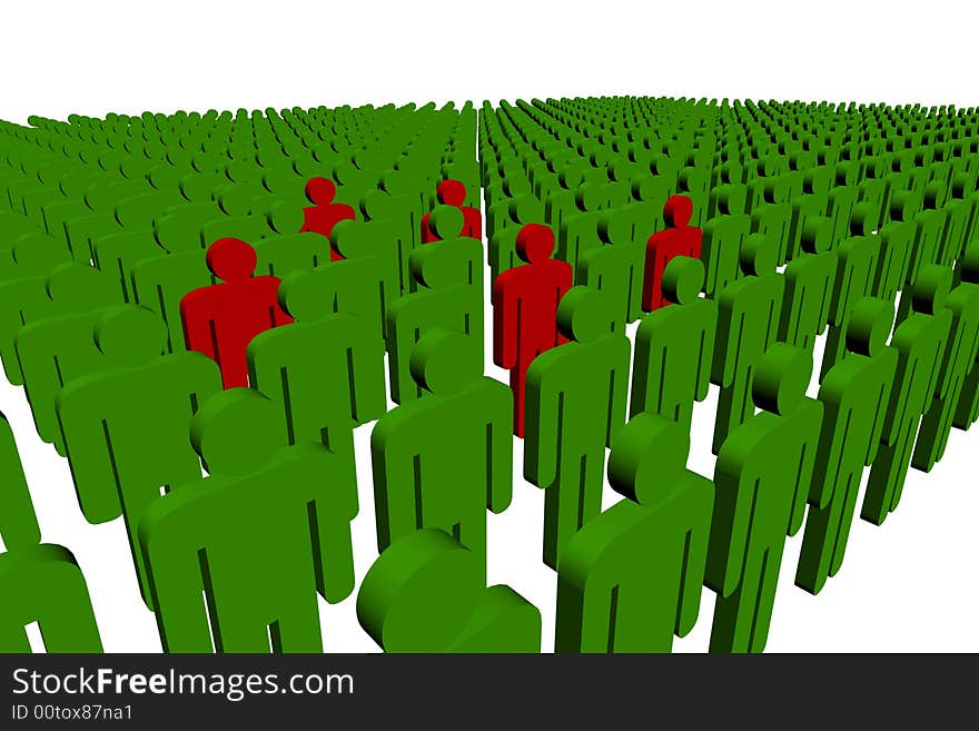 3d people - outsiders - isolated illustration - team