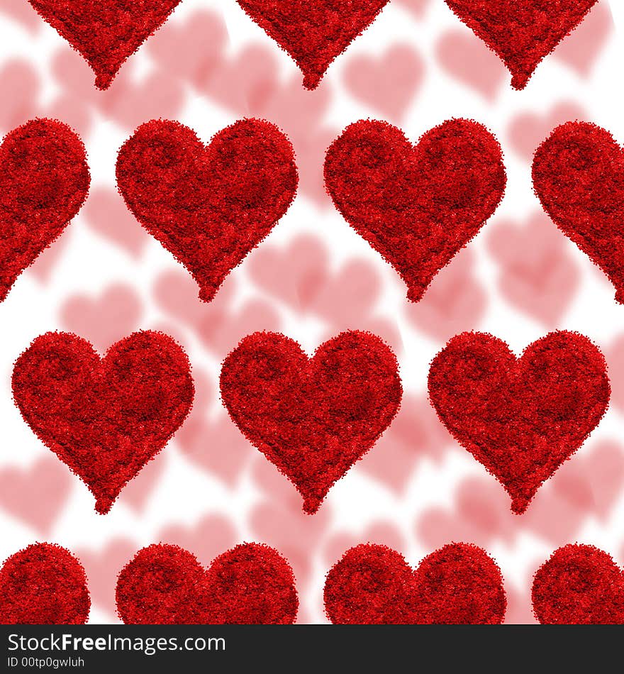 Valentine card, hearts red background, love