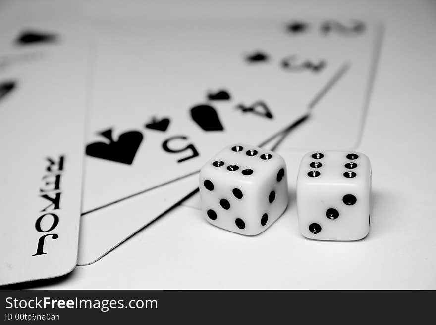 Cards and bones on a white background