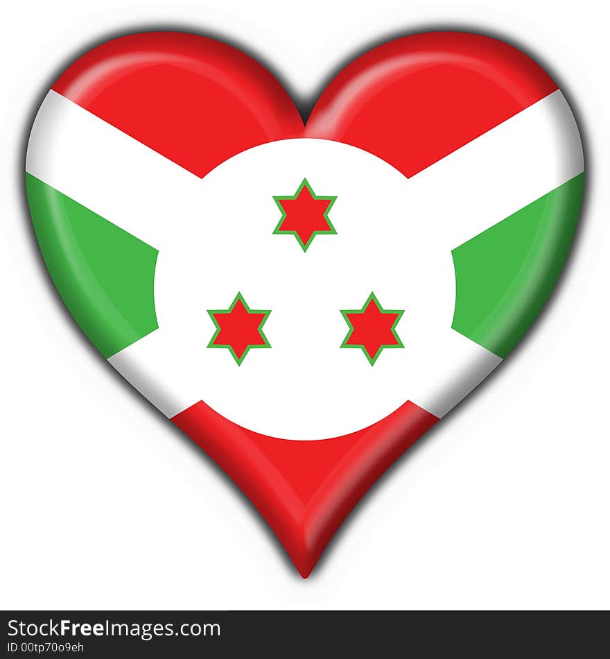 Burundi Button Flag Heart Shape