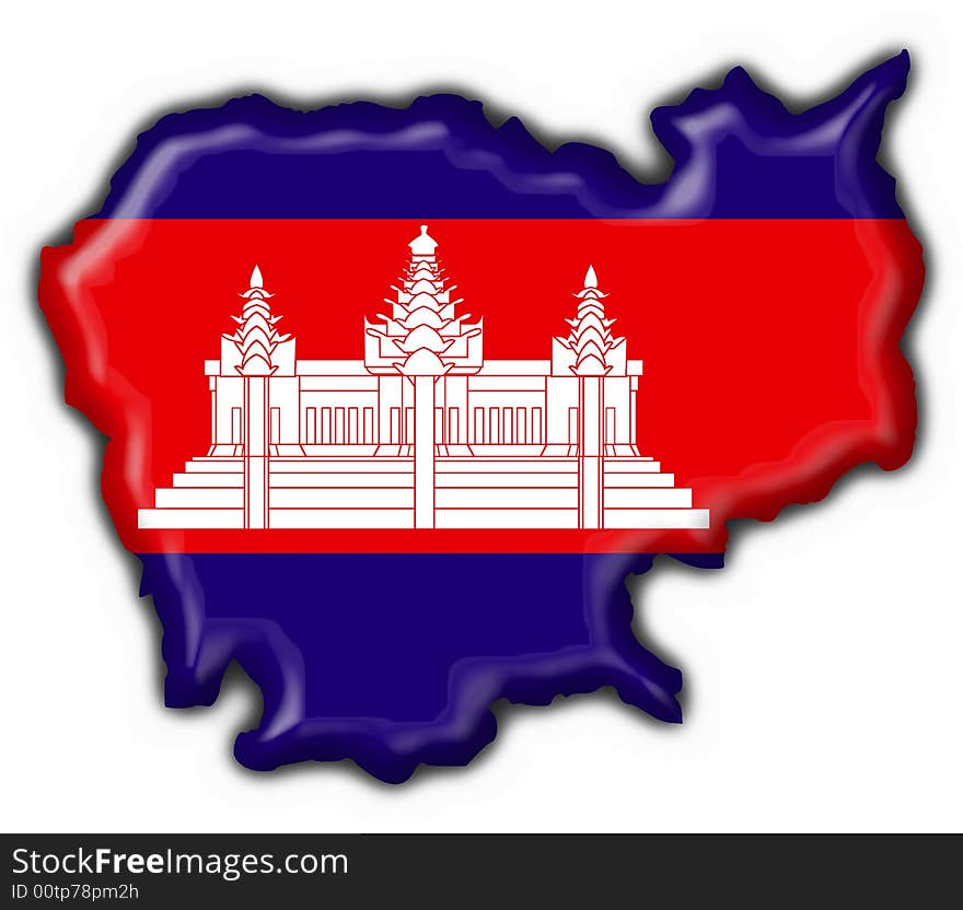 Cambodia american button flag - 3d made. Cambodia american button flag - 3d made