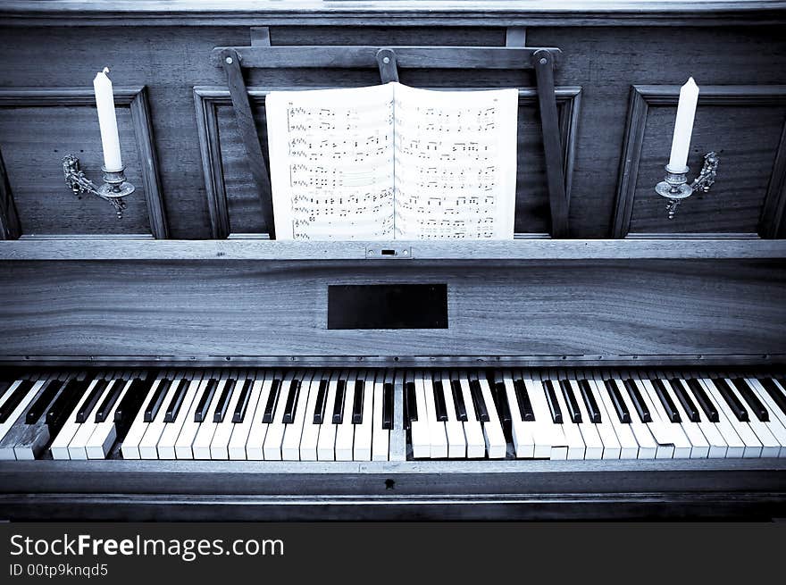 A view with an old piano keys