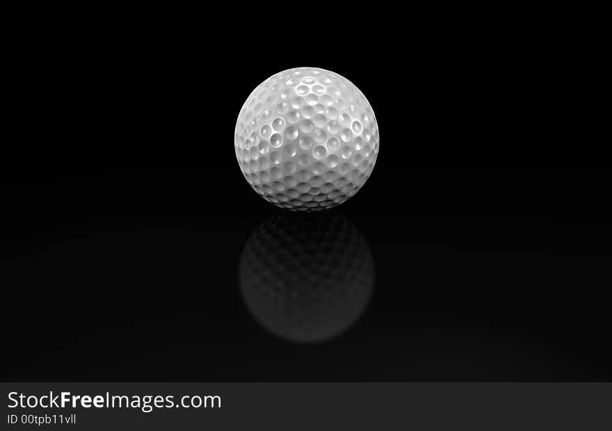 White Golf ball on black background