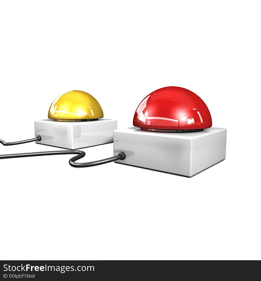 Yellow and red button on white background