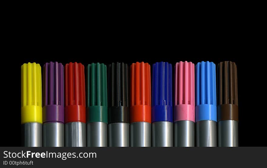 Series of felt tip pen in different colors