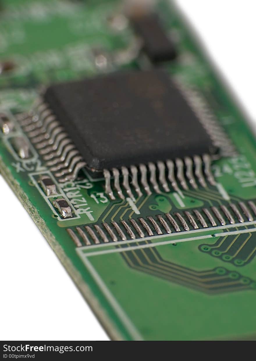 Close up photo of computer chip and electronic parts