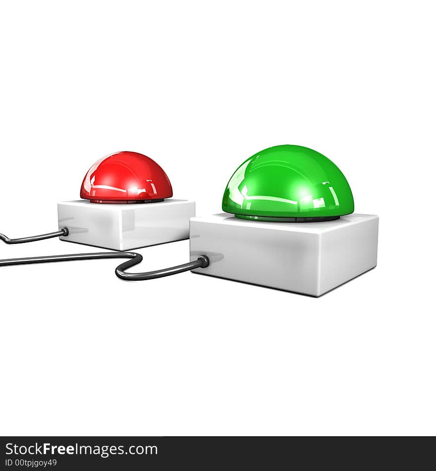 Red and green button on white background